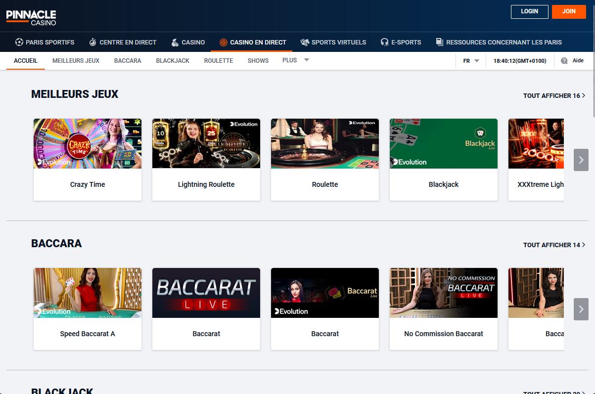 Revue du Casino en ligne Pinnacle